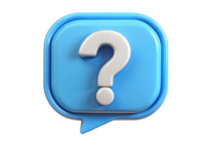 3D Render of a Speech Bubble with a White Question Mark png