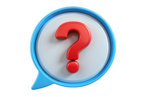 3D Render of a Red Question Mark in a Blue Speech Bubble png