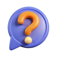 3D Render of a Question Mark in a Speech Bubble png