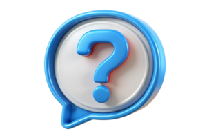 3D Render of a Blue Question Mark in a Speech Bubble Icon Design Element png