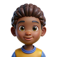 3D Render of a Happy Young Black Boy with a Playful Expression png
