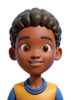 Adorable 3D Render of Happy Young Black Boy with a Playful Expression png