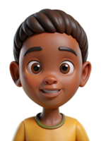 Adorable 3D Render of a Happy Black Boy with a Playful Expression png