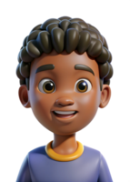 Adorable 3D Render of a Smiling Young Boy with Curly Hair png