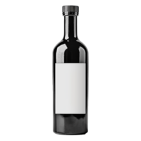 Blank Black Wine Bottle Mockup with a White Label for Branding and Design Presentation png