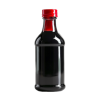 A darkcolored liquid in a glass bottle with a red cap png