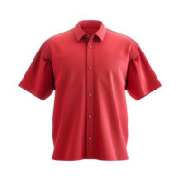 Red Short Sleeve Button Down Shirt Mockup Product Design Template png