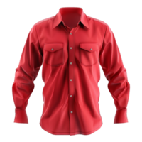 Classic Red Long Sleeve Button Down Shirt with Two Chest Pockets Mens Apparel png