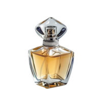 A Stunning Amber Perfume Bottle with a Unique Diamond Shaped Cap png