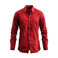 A classic longsleeved red dress shirt for men, buttondown collar, single pocket, perfect for formal and casual occasions png