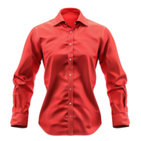 Elegant Red Womens Long Sleeve Button Down Shirt Mockup png