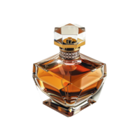A Luxurious Amber Perfume Bottle with a Gold and Crystal Accented Cap png