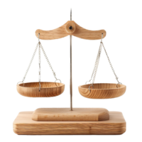 A Classic Wooden Balance Scale with Two Hanging Bowls for Weighing and Measuring png