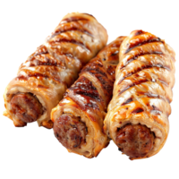 Delicious Grilled Sausage Rolls Wrapped in Flaky Pastry png