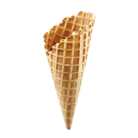 A Single Empty Waffle Ice Cream Cone with a Slightly Irregular Top Edge png