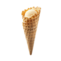 A Single Scoop of Creamy Ice Cream in a Waffle Cone png