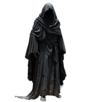 Mysterious Figure in a Dark Hooded Robe A Striking Image of an Enigmatic Personage png