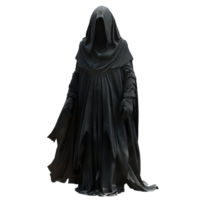 Mysterious Figure in a Dark, Hooded Cloak A Rendered Image of an Enigmatic Personage png