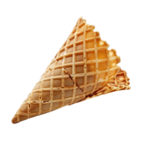 A CloseUp View of a Crispy Waffle Ice Cream Cone Broken in Two png