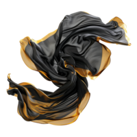 Black and Gold Fabric Draped in Artistic Swirls, Luxurious Textile Texture, Abstract Fashion Design, Graceful Flowing Waves, Shimmering Golden Accents, Rich Color Contrast, Smooth Surface png