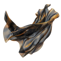 Abstract 3D Render of Elegant Black and Gold Fabric Draped in Motion png