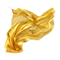 Abstract image of flowing golden silk fabric, luxurious and elegant textile background, smooth satin material texture, wavy folds and drapes, rich golden color, elegant and sophisticated design png