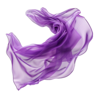 Abstract image of flowing purple chiffon fabric textile in motion, elegant and luxurious design, soft and delicate silk material, light and airy texture png