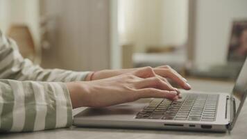 Hands Coding on Laptop Close Up, woman arms typing on keyboard video