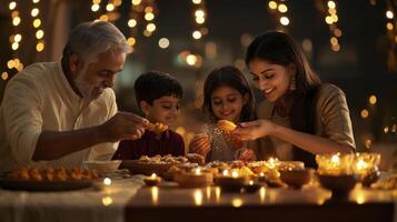 A family enjoying a diwali dinner together photo