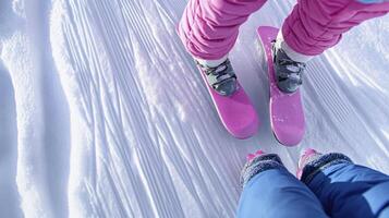 A pair of skis on a snowy slope photo
