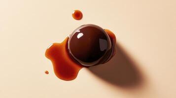 A chocolate egg with caramel on top photo