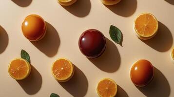 Orange and lemon slices arranged in a circle photo