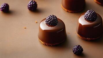 Chocolate desserts with blackberries photo