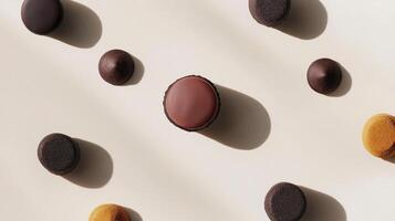 A group of chocolate cookies on a white surface photo