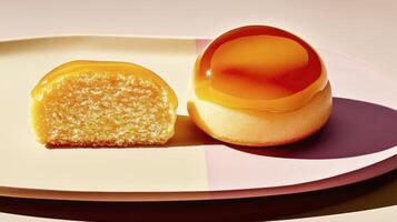 A plate with two cakes on it photo