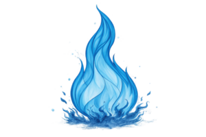 vibrant blue flame with swirling water elements, creating dynamic visual effect png