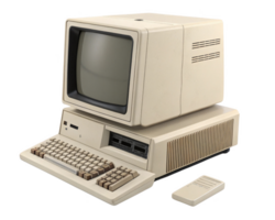 A Vintage computer with monitor and keyboard, showcasing retro technology png