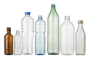 Various bottles in different shapes and sizes, showcasing diverse materials and colors png