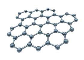 Graphene structure with interconnected hexagonal lattice and atoms png