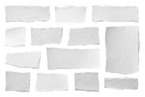 White textured paper pieces arranged in collage style, creating unique background png