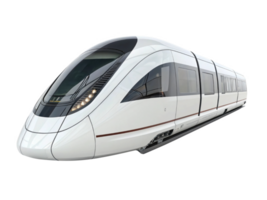 High speed train with sleek design and modern features, showcasing advanced technology and efficiency png