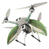 Eco friendly drone with leaf design, showcasing innovation and sustainability png