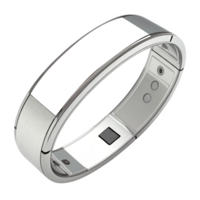 Sleek silver smart bracelet with minimalist design and touch controls png