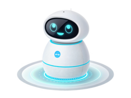 friendly robot with smiling face, designed for home assistance and interaction png
