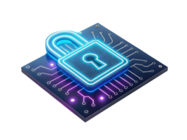 digital lock symbol on circuit board, representing cybersecurity and data protection png