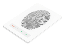 Digital fingerprint scanner with sleek design and LED indicators png