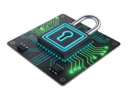 digital padlock on circuit board symbolizes cybersecurity and data protection png