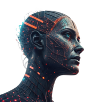 futurista digital humano com brilhando circuitos e dados padrões, exibindo tecnologia e inovação png