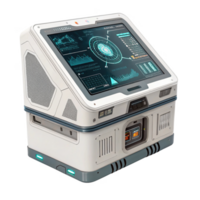 Futuristic control panel with digital interface and data visualization png
