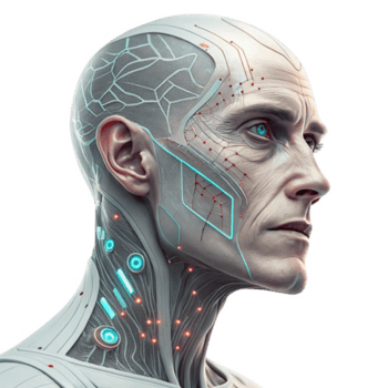futuristic humanoid robot with intricate circuitry and glowing elements, showcasing advanced technology and design png